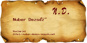 Nuber Dezső névjegykártya